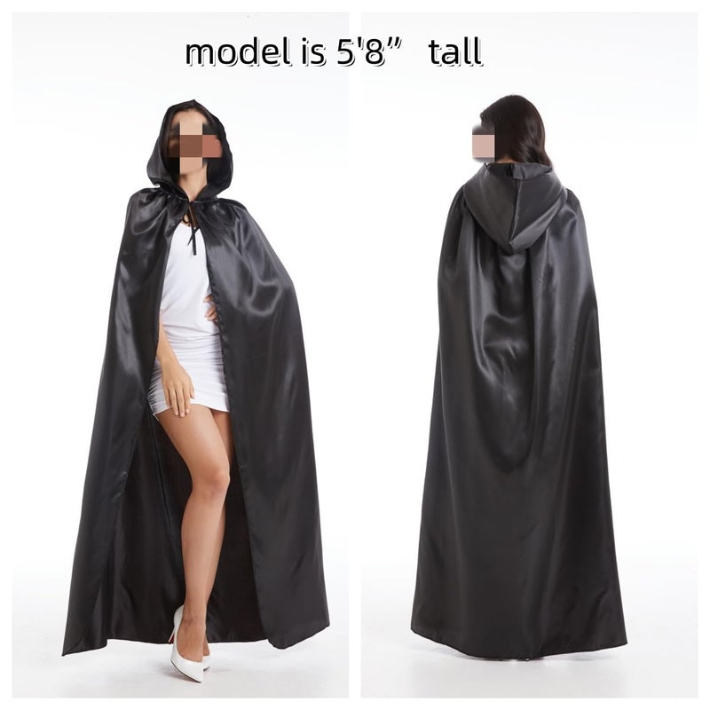 VGLOOK Unisex Hooded Halloween Christmas Cloak Costumes Party Cape Black - Image 2